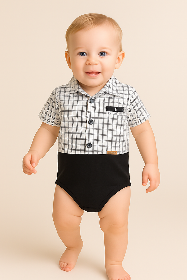 בגד גוף צווארון משובץ