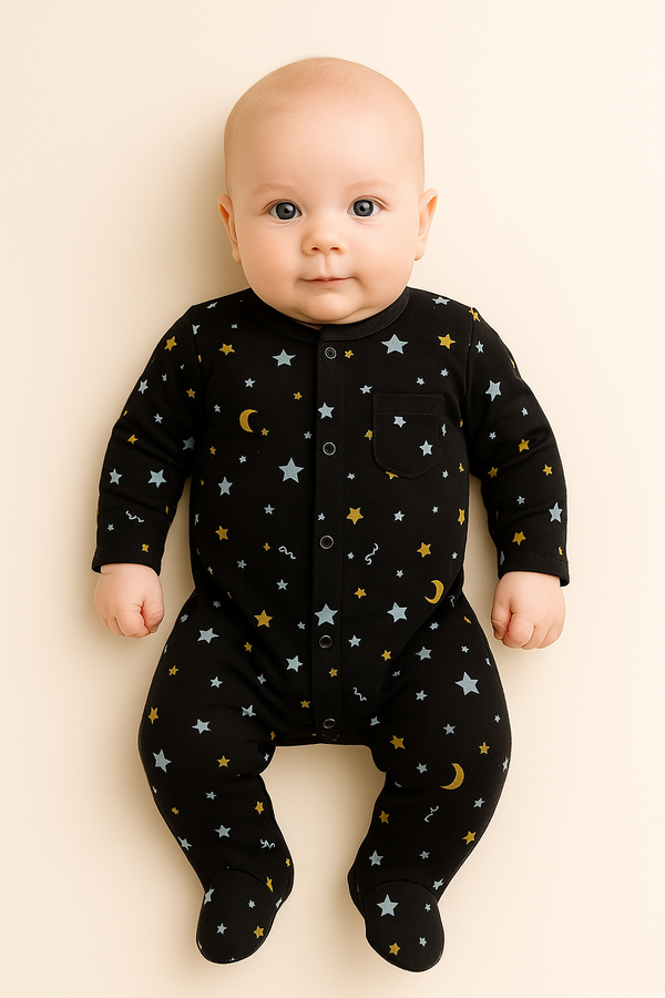 אוברול טריקו כוכבים וירח שחור