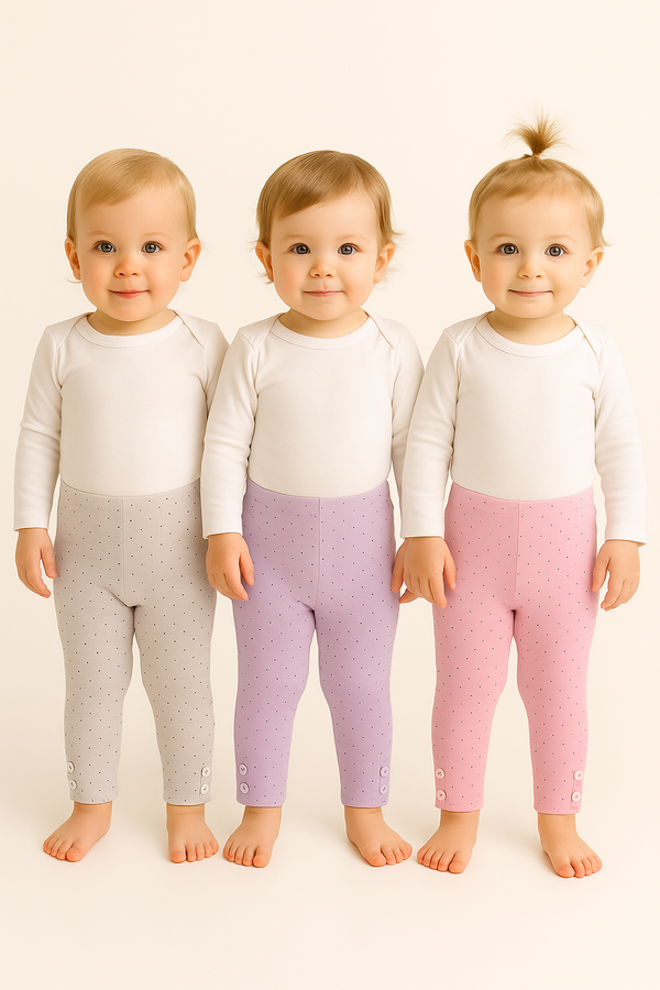 שלישיית טייצים נקודות 7/8 - ורוד\סגול