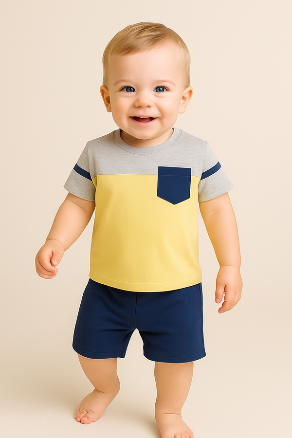 חליפת כיס אפור צהוב