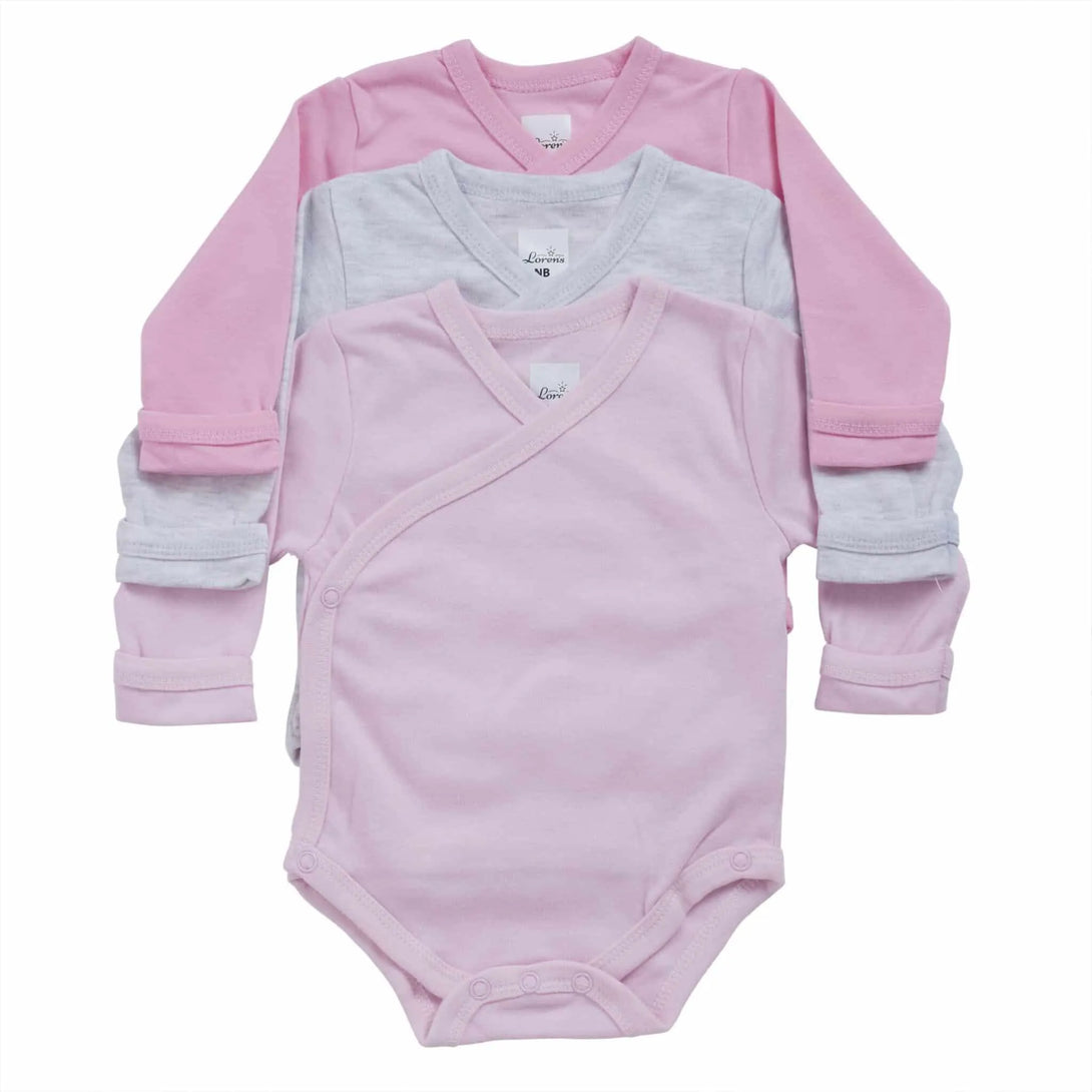 3 בגדי גוף מעטפת ורוד - פלנל - דתייה אונליין