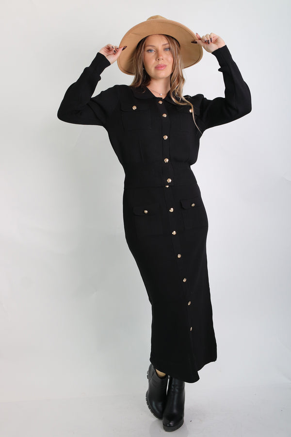 חליפת סריג כפתורי זהב