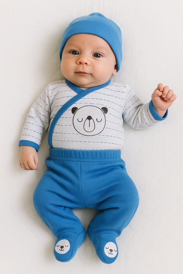 חליפת חזייה דב פנדה לבן-כחול