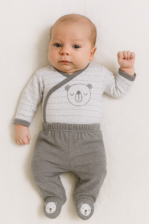 חליפת חזייה דב פנדה לבן-אפור