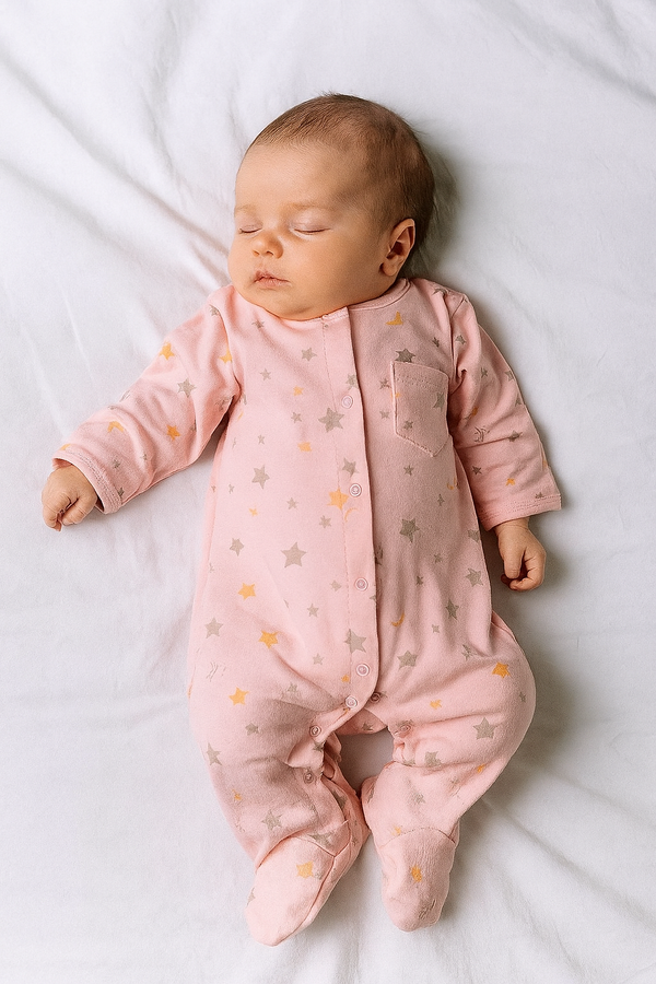 אוברול טריקו כוכבים וירח ורוד