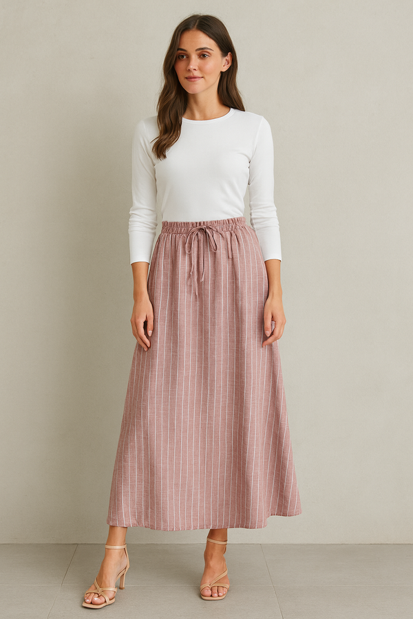 חצאית מקסי פשתן פסים