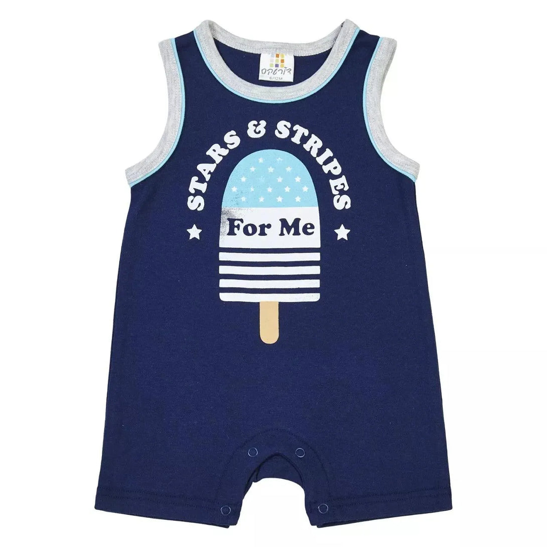 אוברול גופיה פסים וכוכבים נייבי - דתייה אונליין