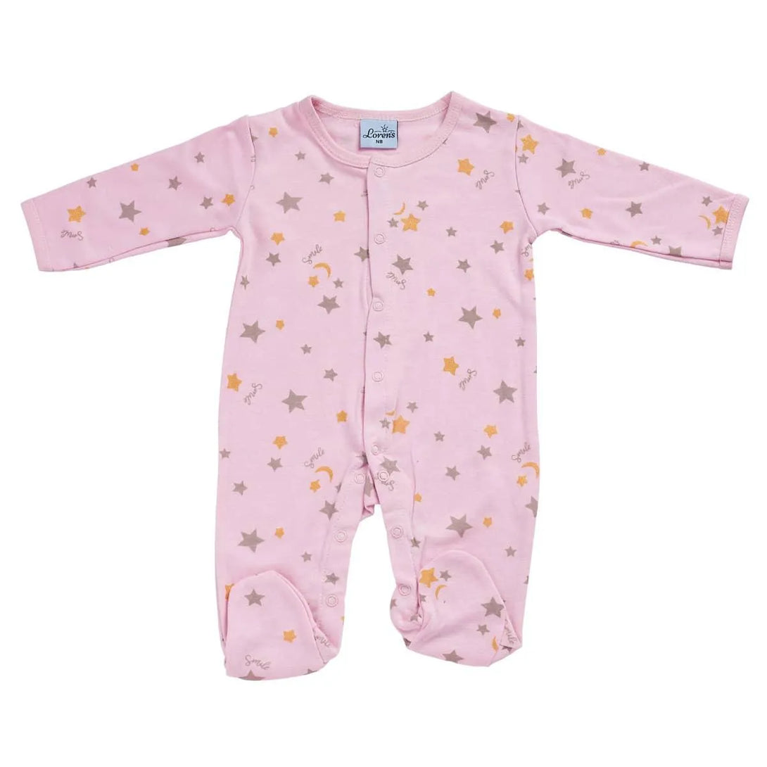 אוברול טריקו כוכבים וירח ורוד - דתייה אונליין