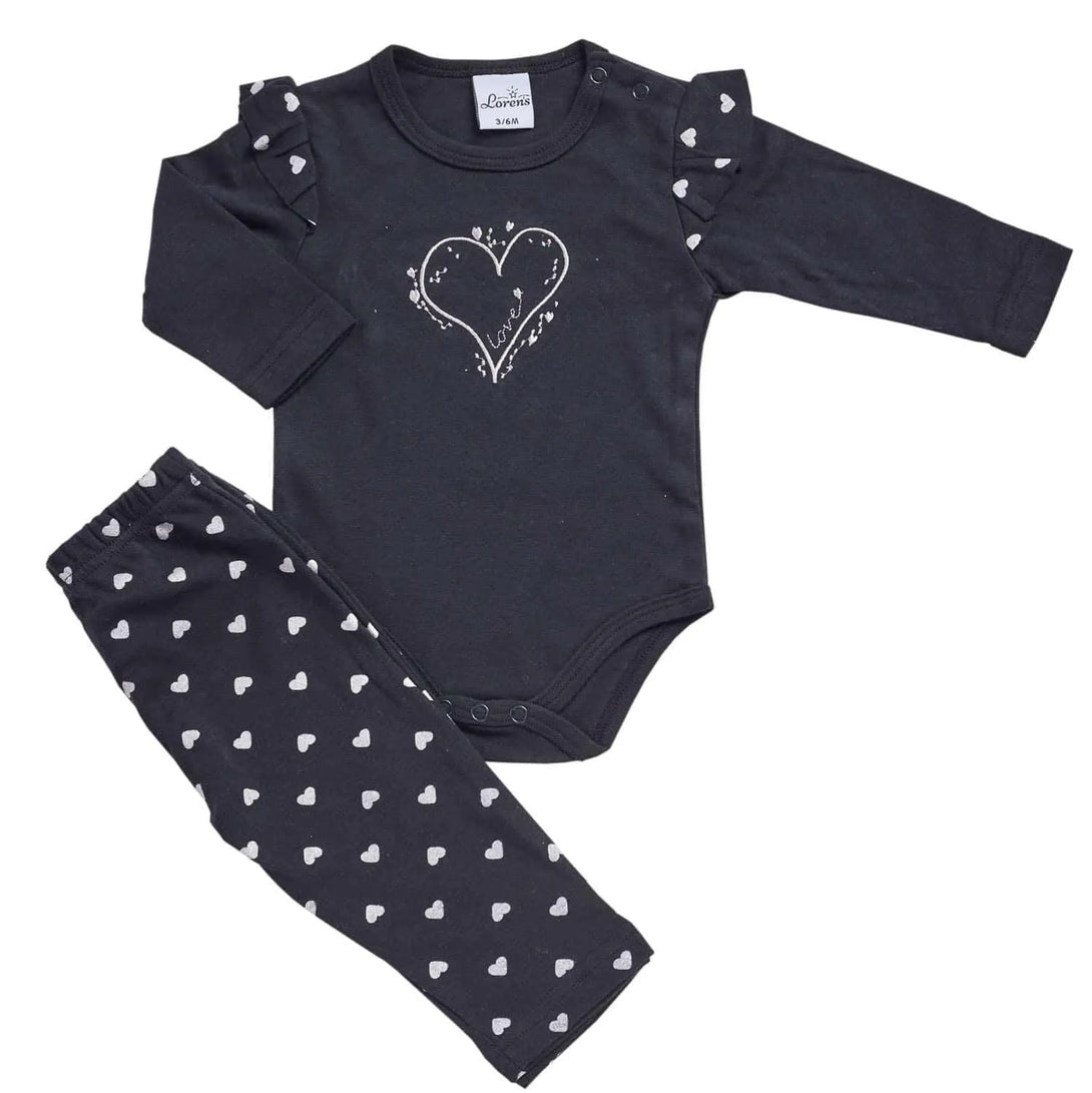 סט גוף ארוך ומכנס לבבות - דתייה אונליין