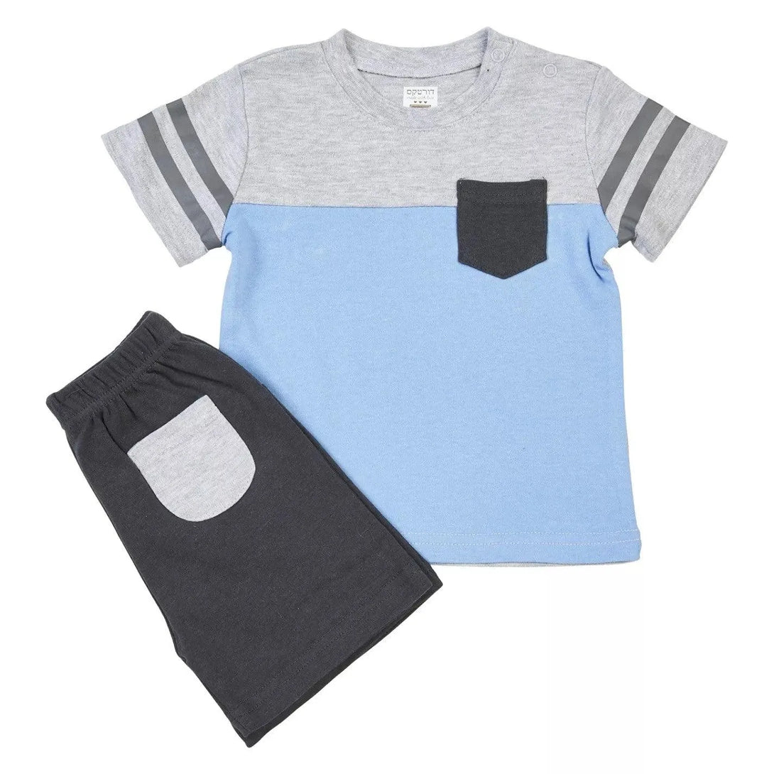 חליפת כיס אפור תכלת - דתייה אונליין