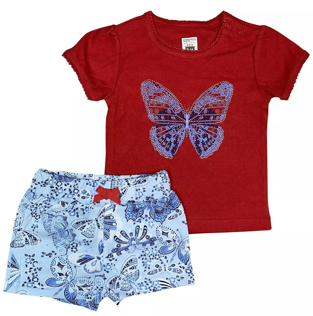 חליפה קצרה פרפר אדום - דתייה אונליין