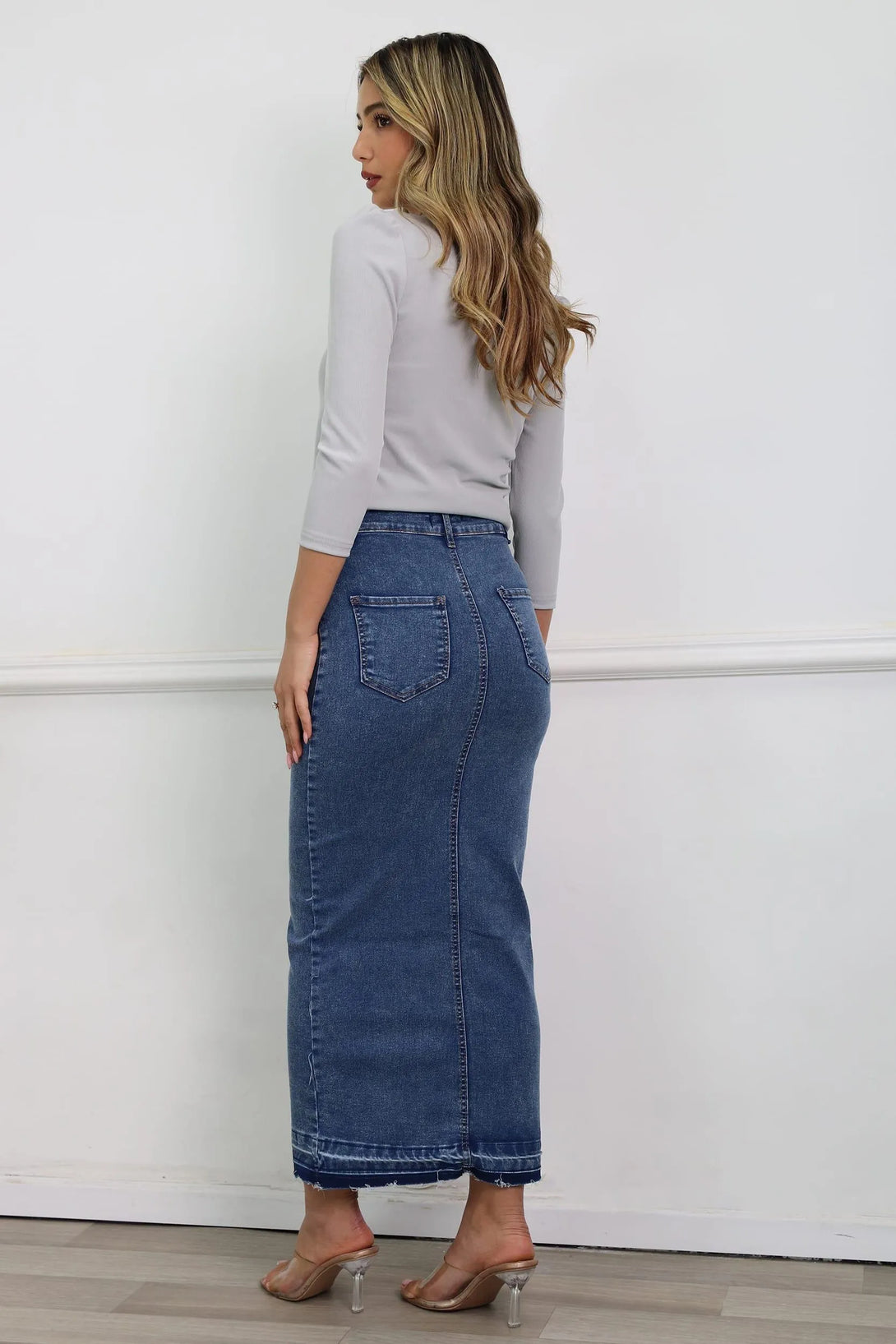 חצאית ג׳ינס מקסי לורן - דתייה אונליין