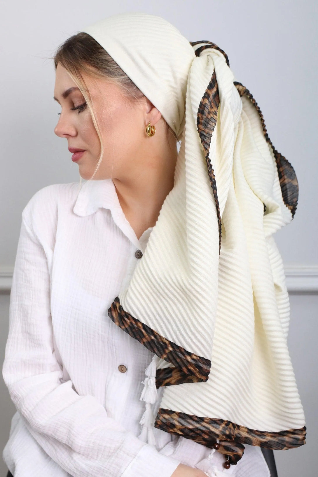 מטפחת לונג - פליסה שילוב מנומר - דתייה אונליין