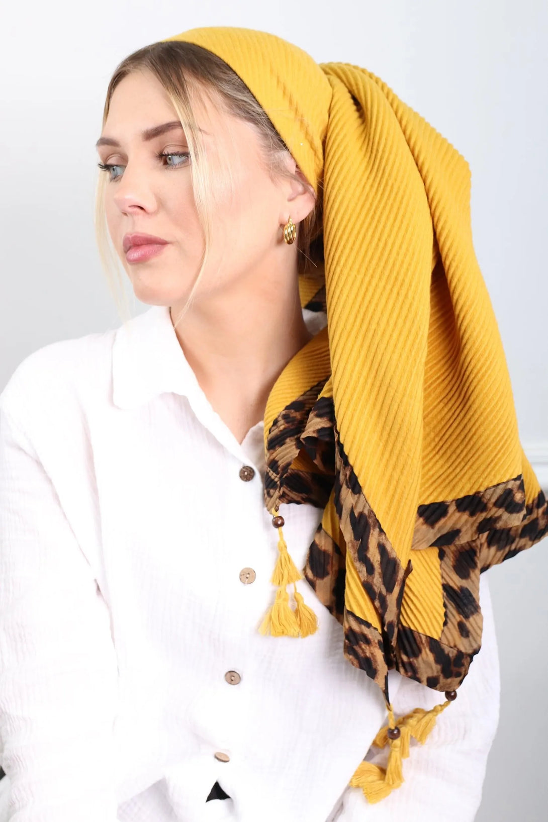 מטפחת לונג - פליסה שילוב מנומר - דתייה אונליין