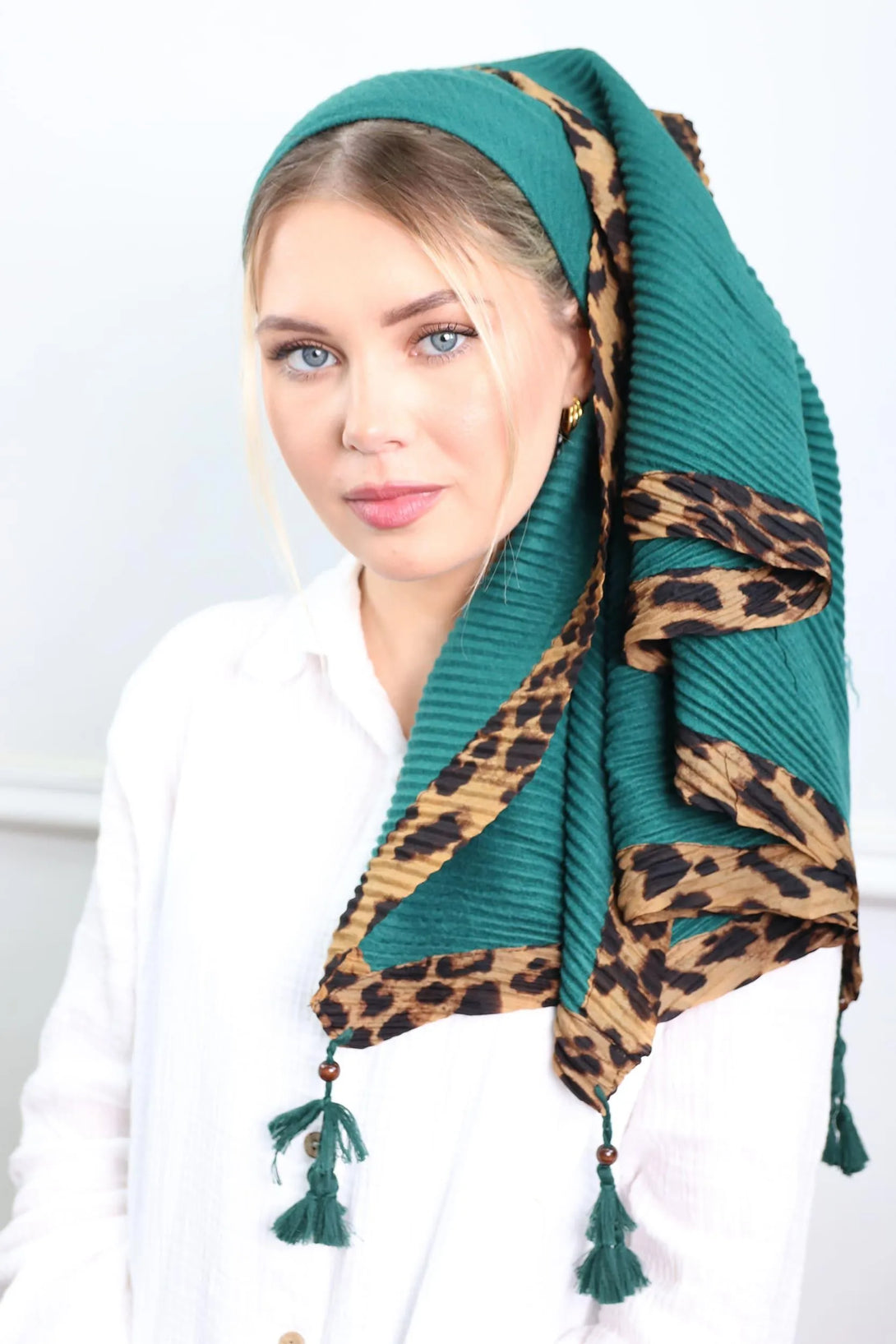 מטפחת לונג - פליסה שילוב מנומר - דתייה אונליין