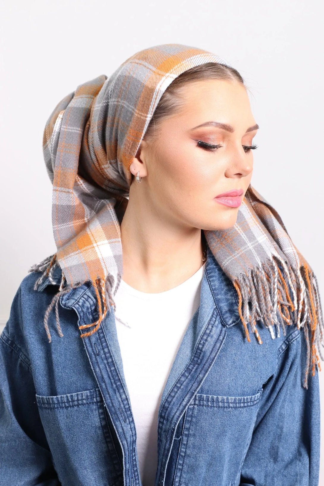 מטפחת לונג - פלנל פרנז' - דתייה אונליין