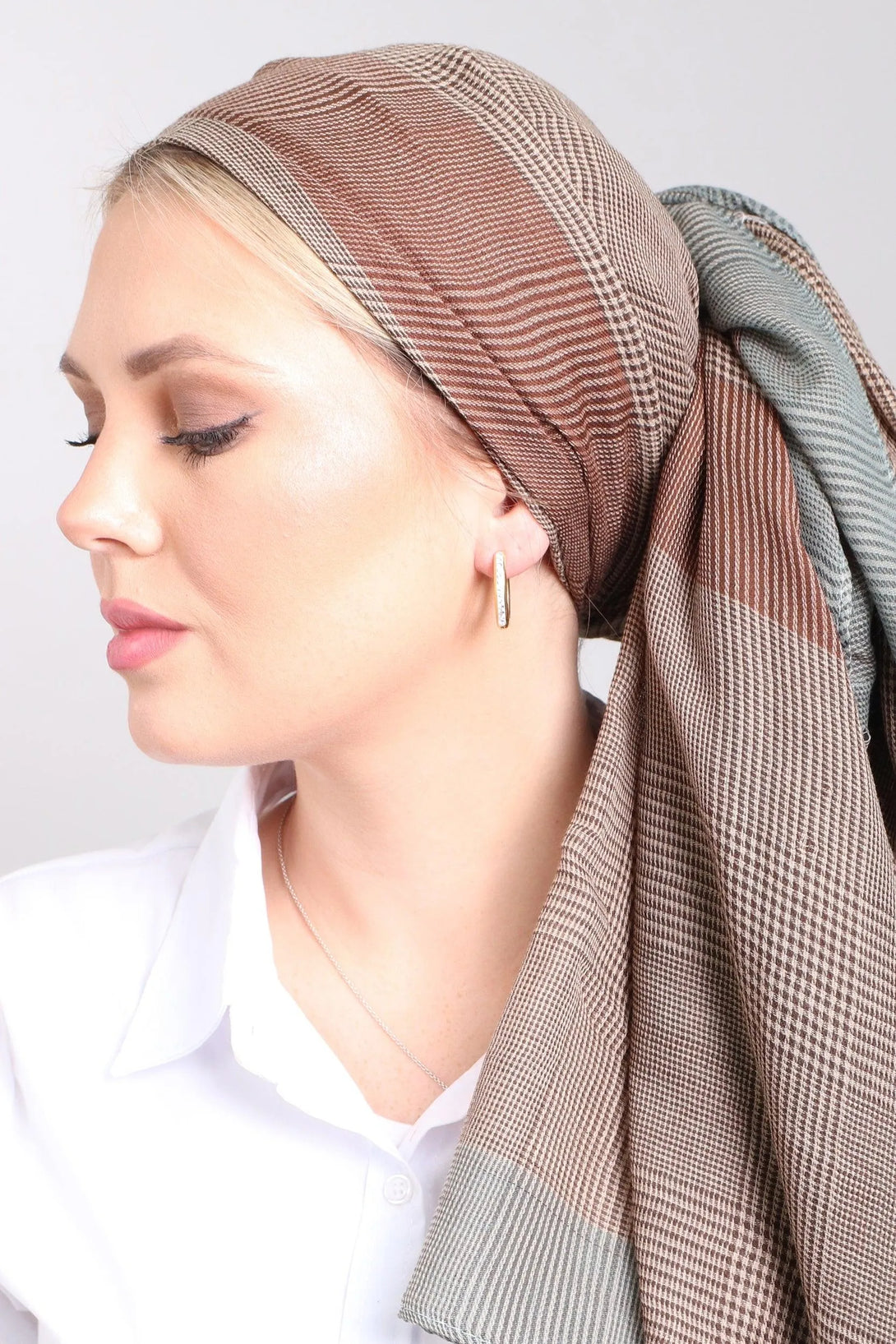 עגילי זהב חישוק משובץ 7888 - דתייה אונליין