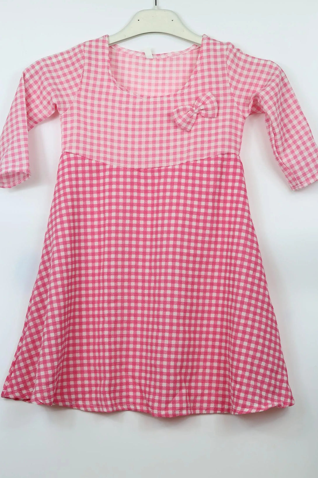 שמלה ורודה קוביות - דתייה אונליין