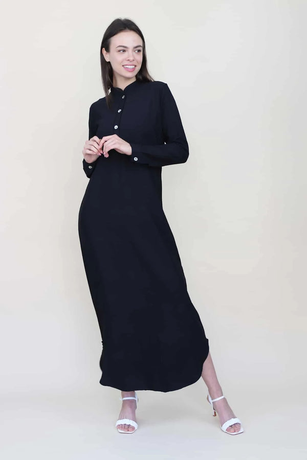 שמלת גלביה שחורה - דתייה אונליין