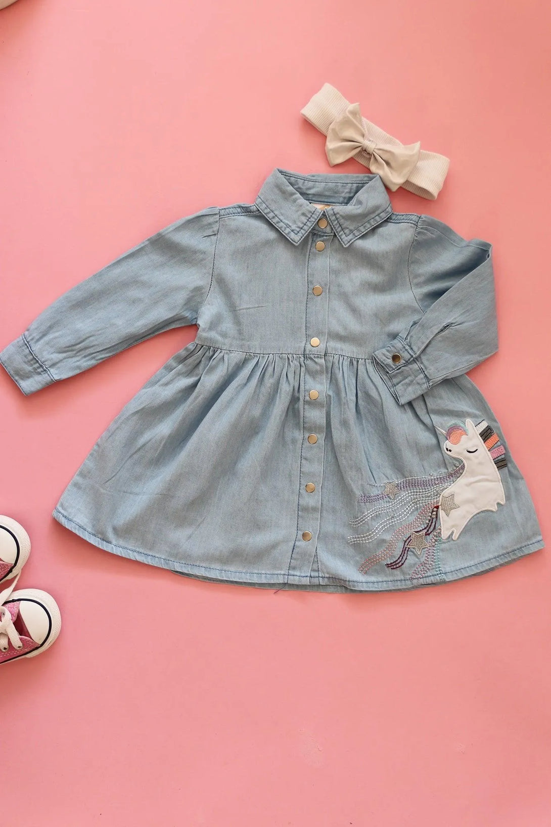 שמלת שמברה ג'ינס - דתייה אונליין