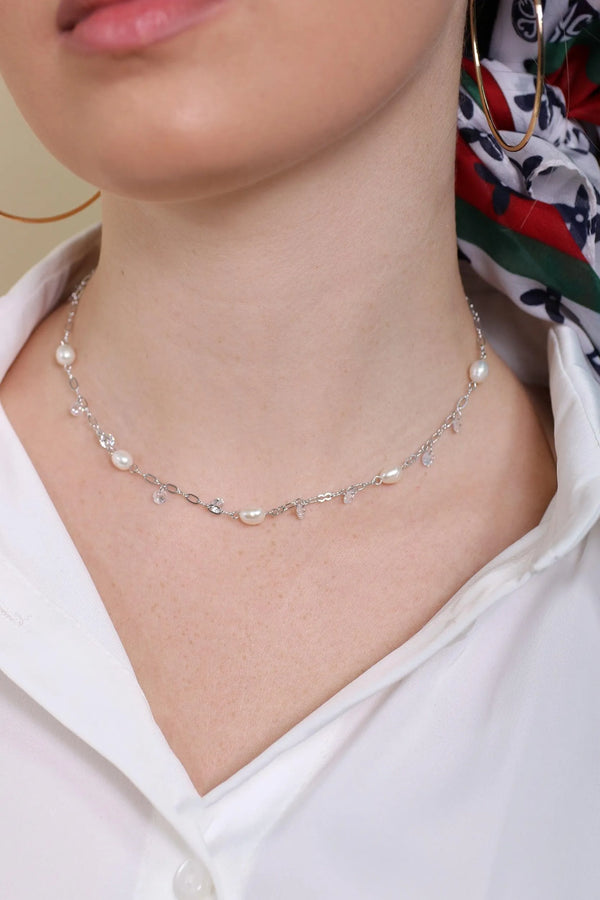 שרשרת פנינים שילוב שיבוץ - דתייה אונליין