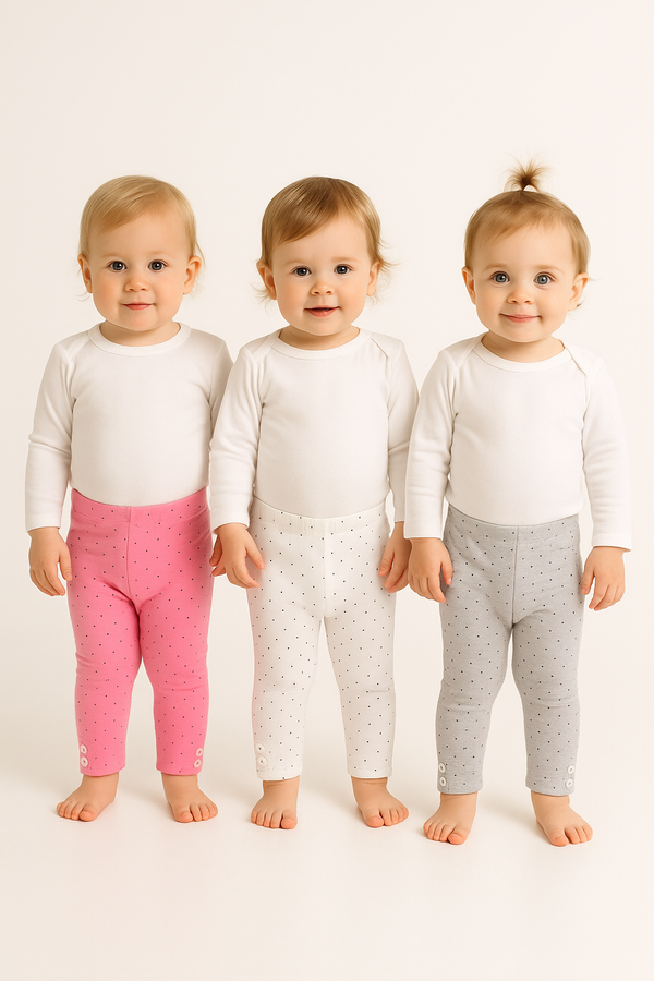 שלישיית טייצים נקודות 7/8 - אפור/לבן