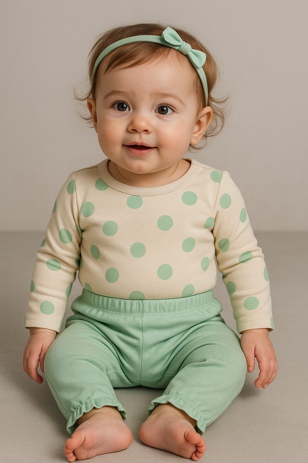 סט גוף ארוך ומכנס נקודות