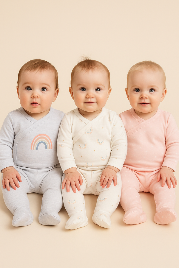 מארז בגדי גוף מעטפת קשת בענן וכוכבים