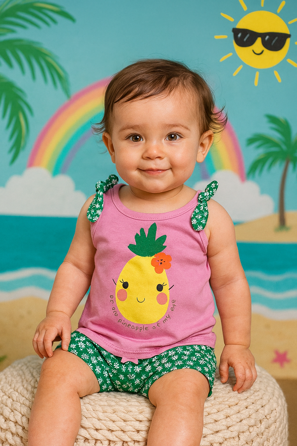 חליפת גופיית קשירה אננס ורוד