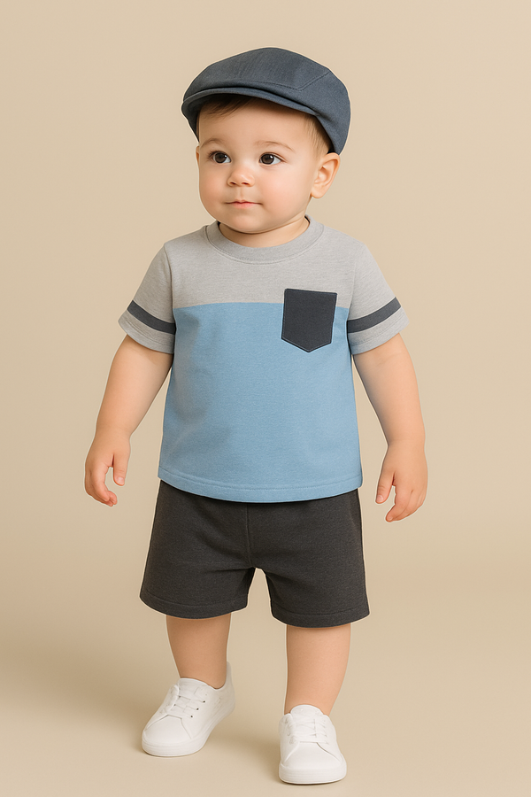 חליפת כיס אפור תכלת