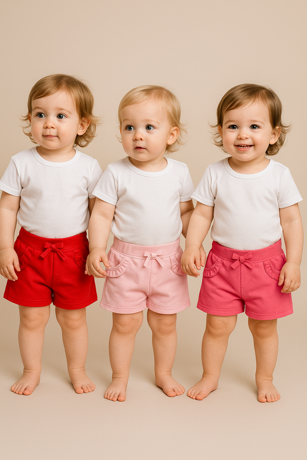 שלישיית מכנסיים קצרים גווני ורוד