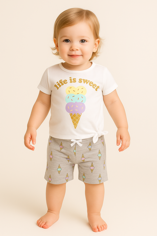 חליפה קצרה גלידות לבן