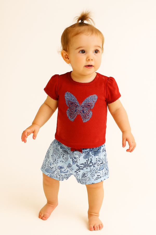 חליפה קצרה פרפר אדום