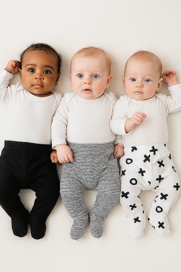 סט 3 רגליות מודפסות שחור