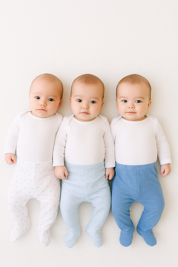 סט 3 רגליות מודפסות תכלת