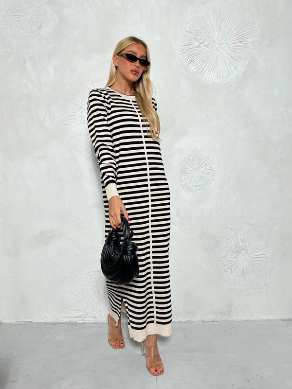 שמלת מקסי סריג פסים