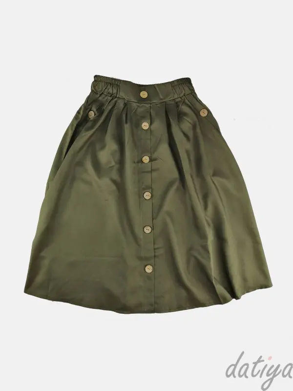 חצאית כפתורים ירוק זית